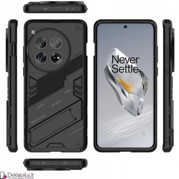 Smūgiams atsparus dėklas su kojele - juodas (Oneplus 12 5G)